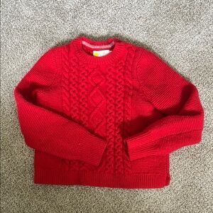 Mini Boden Girls’ Red Cable Knit Crewneck Sweater